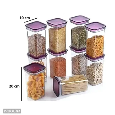 Machak Unbreakable Air Tight Kitchen Storage Container Set | BPA-Free | Cereals | Snacks | Stackable | Modular, 1100 ml, 10 Pieces (Purple)-thumb2