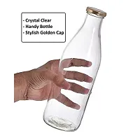 Machak Milk, Water and Juice Glass Bottle with Lid, 1 Litre, Clear (Set of 6)-thumb3