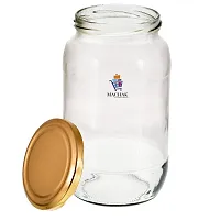 MACHAK 1500 ml Kitchen Storage Glass Jar and Container With Rust Proof Air Tight Golden Cap Set of 4, Clear-thumb3