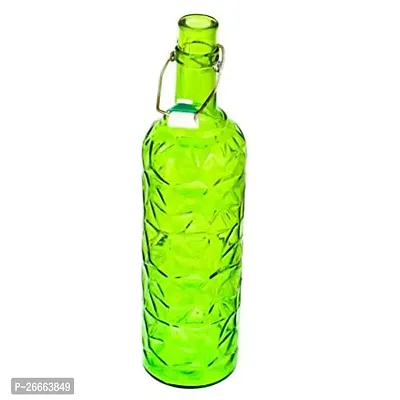 Machak Flower Crysta Glass Water Bottle For Kitchen, Home Decoration, 1 ltr (1, Green)-thumb4