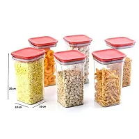 Machak Air Tight Kitchen Storage Container Set | BPA-Free | Cereals | Snacks | Stackable | Modular, 1100 Ml, 6 Pieces (Red)-thumb1