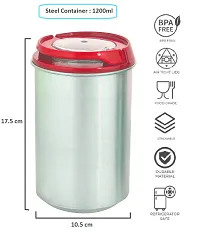 Slings Steel Airtight Containers Set For Kitchen Storage, 1200ml, Set of 2 (Red)-thumb1