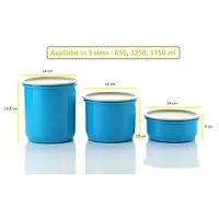 Machak Round Plastic Containers Set for Kitchen with Lid Airtight, Set of 6 (650ml) (Blue)-thumb1