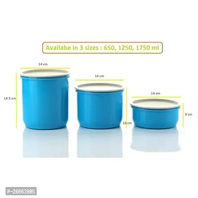 Machak Round Plastic Containers Set for Kitchen with Lid Airtight, Set of 6 (650ml) (Blue)-thumb2