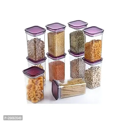 Machak Air Tight Containers Plastic Boxes For Storage Kitchen Container Set, 1100ml (19x10x10 cm) (Purple, 10 Pcs)-thumb0