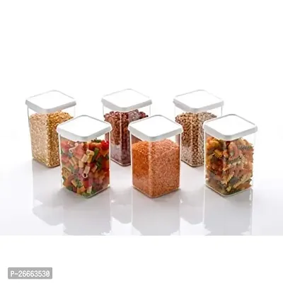 Machak Plastic Square Kitchen Storage Container Jar, Set of 9, 1100ml, Clear