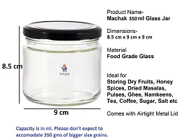 MACHAK Round Glass Jar For Kitchen Container For Storage Airtight, 350ml, Black Lid (6)-thumb1