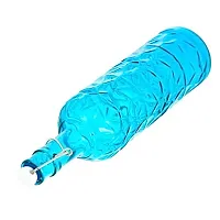 Machak Flower Crysta Glass Water Bottle For Kitchen, Home Decoration, 1 ltr (Pack of 1, Blue)-thumb2