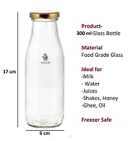 MACHAK Milk Bottle Glass Water Bottle For Fridge with Air Tight Cap, 300 ml, Clear (4)-thumb2