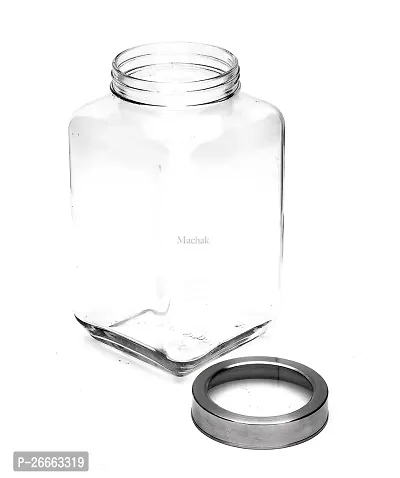 MACHAK Cubikal Big Kitchen Containers For Storage Glass Jar Set with Steel Cap, 3kg, Clear (1 Pc)-thumb3