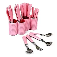 Slings One Stop Shop Imperial Premium Stainless Steel Cutlery Set With Stand 24 Pcs, Color May Vary-thumb2