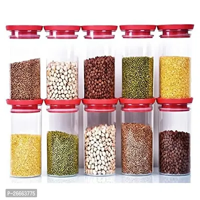 Machak Xcllent Container Set for Kitchen Airtight, Unbreakable, 1400 ml (10 Pieces) (Red)-thumb4