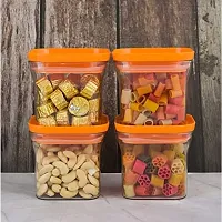 MACHAK Plastic Unbreakable Air Tight Food Storage Jar Kitchen Container Set, 600 ml (Orange, 12 Pieces)-thumb3