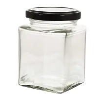 MACHAK Square Glass Jar 250 ml With Airtight Lid For Kitchen Storage, Black (6 Pieces)-thumb4