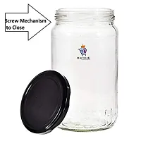 MACHAK Big Round Glass Jar Set with Rust Proof Cap, Clear, (1 LTR)-thumb4