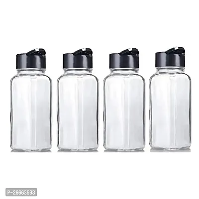 Machak Square Glass Jar Spice Container Salt  Pepper Shaker Set , 120ml (Set of 4)