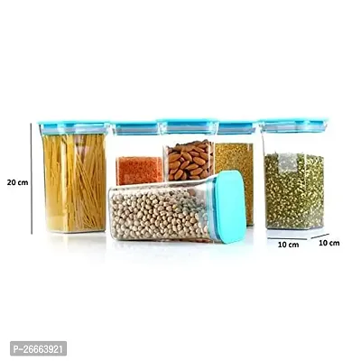 MACHAK Plastic Unbreakable Air Tight Kitchen Storage Container Set - BPA-Free, Stackable, Modular, 1100 Ml, 10 Pieces, Blue Lid-thumb4