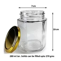 Machak Square Glass Jar And Container Set of 10 With Rust Proof Air Tight Golden Lid, 280ml-thumb1