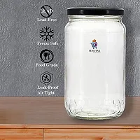 MACHAK Big Round Glass Jar Set with Rust Proof Cap, Clear, (1 LTR)-thumb3