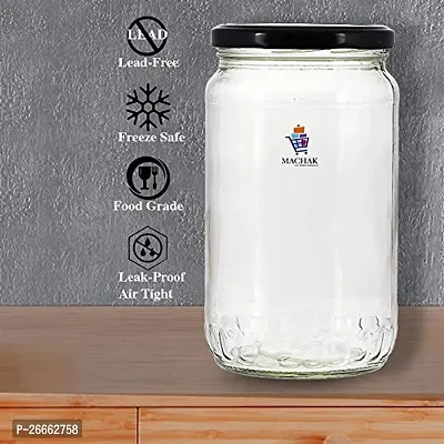 MACHAK Big Round Glass Jar Set with Rust Proof Cap, Clear, (1 LTR)-thumb4