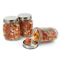 Machak Peanat Kitchen Storage Containers Set Glass Jar With Steel Lid, (Oval, 650ml) (Set of 12)-thumb3