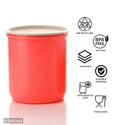 Machak Round Plastic Containers Set for Kitchen with Lid Airtight, Set of 6 (1250ml) (Pink)-thumb4