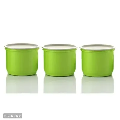 Machak Round Plastic Containers Set for Kitchen with Lid Airtight, Set of 3 (1250ml) (Chartreuse)-thumb0