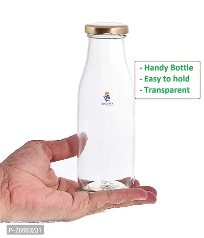 MACHAK Milk Bottle Glass Water Bottle For Fridge with Air Tight Cap, 300 ml, Clear (4)-thumb5