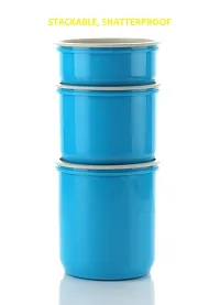MACHAK Round Plastic Containers Set For Kitchen With Lid Airtight, Set of 3 (1750ml) (Blue)-thumb1