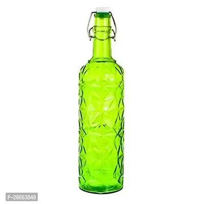 Machak Flower Crysta Glass Water Bottle For Kitchen, Home Decoration, 1 ltr (1, Green)-thumb0