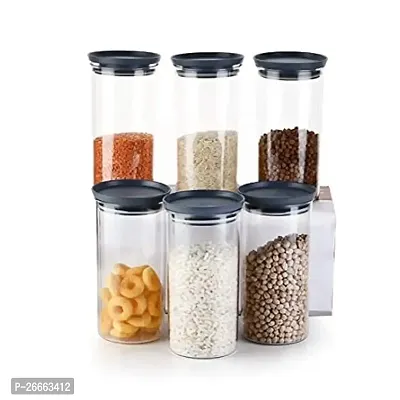 Machak Xcllent Container Set for Kitchen Airtight, Unbreakable, 1400ml (Set of 6) (Black)