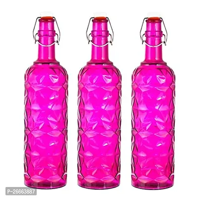 Machak Flower Crysta Glass Water Bottle For Kitchen, Home Decoration, 1 ltr (3, Violet)