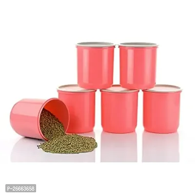 Machak Round Plastic Containers Set for Kitchen with Lid Airtight, Set of 6, (1750ml) (Pink)