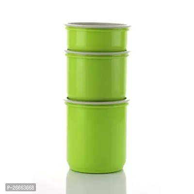 Machak Round Plastic Containers Set for Kitchen with Lid Airtight, Set of 3 (1250ml) (Chartreuse)-thumb2