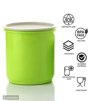 Machak Round Plastic Containers Set for Kitchen with Lid Airtight, Set of 3 (1250ml) (Chartreuse)-thumb4