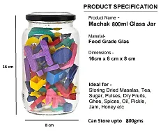 MACHAK Round Glass Jar Storage Container with Airtight Black Metal Cap Set of 3, 800 ml,Clear-thumb1