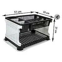 MACHAK Plastic Water Storing Tray, Plate  Dish Rack, Dish Stand, Utensil Basket (Black)-thumb1