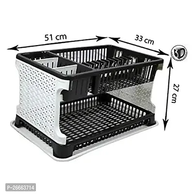 MACHAK Plastic Water Storing Tray, Plate  Dish Rack, Dish Stand, Utensil Basket (Black)-thumb2