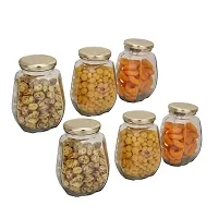 Machak Crown Honey Glass Jars And Containers 580 ml With Rust Proof Air Tight Golden Lid, (12)-thumb2