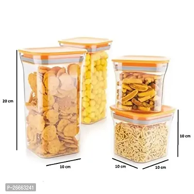 MACHAK Plastic Unbreakable Air Tight Food Storage Jar Kitchen Container Set (Orange, 20 Pieces)-thumb2