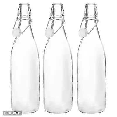 MACHAK Glass Water Bottle For Fridge With Flip Cap, 1 Litre,