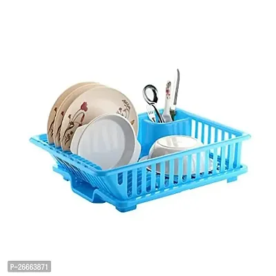 Machak Jumbo Drainer Basket for Kitchen Dish Rack Cum Utensil Holder, Unbreakable (50x37x14) (Blue)