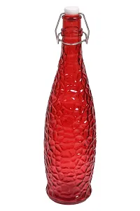 MACHAK Crick Glass Water Bottle For Fridge 1 ltr (Red, 1)-thumb2