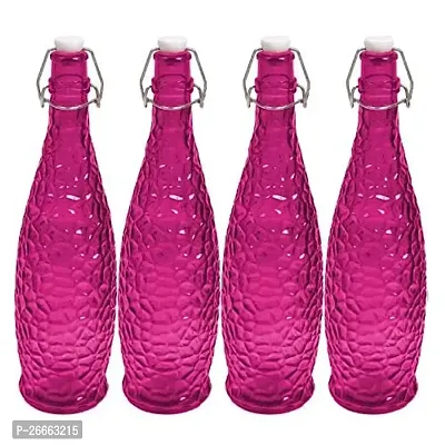 Machak Crick Glass Water Bottle For Fridge 1 ltr (Purple, Set of 4)-thumb0