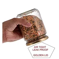 Machak Kitchen Storage Glass Jar with Rust Proof Air Tight Golden Cap, 500 GMS, Clear (Set of 12)-thumb3