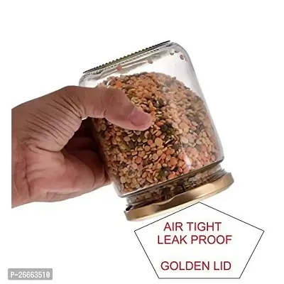 Machak Kitchen Storage Glass Jar with Rust Proof Air Tight Golden Cap, 500 GMS, Clear (Set of 12)-thumb4