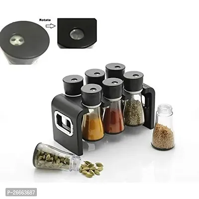 Slings 6 Pc Multipurpose Kitchen Spice Rack, Dining Table Spice Jar, Black-thumb3