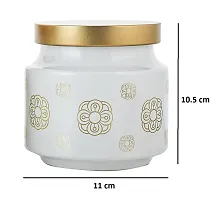 MACHAK Rejoice Printed Round Glass Jar Set For Kitchen Storage With Golden Lid 600 ml,White-thumb1