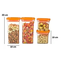 Machak Unbreakable Air Tight Kitchen Storage Container Set | BPA-Free | Cereals | Snacks | Stackable | Modular, 1100ml, 10 Pieces (Orange)-thumb2