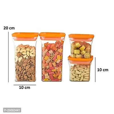 Machak Unbreakable Air Tight Kitchen Storage Container Set | BPA-Free | Cereals | Snacks | Stackable | Modular, 1100ml, 10 Pieces (Orange)-thumb3